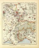 Militärdislokation in Frankreich Östliche Grenze historische Militärkarte Lithographie ca. 1907