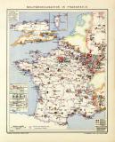 Frankreich Militärkarte Lithographie 1904 Original...