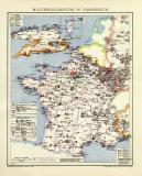 Militärdislokation in Frankreich historische Militärkarte Lithographie ca. 1912