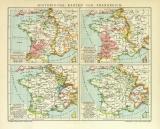 Historische Karten von Frankreich historische Landkarte Lithographie ca. 1908