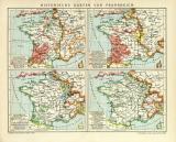 Historische Karten von Frankreich historische Landkarte Lithographie ca. 1910
