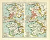 Historische Karten von Frankreich historische Landkarte Lithographie ca. 1912