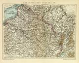 Nordöstliches Frankreich historische Landkarte Lithographie ca. 1900