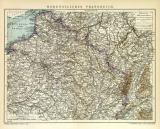 Nordöstliches Frankreich historische Landkarte Lithographie ca. 1908