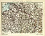 Nordöstliches Frankreich historische Landkarte Lithographie ca. 1912