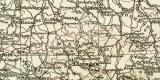 Frankreich historische Landkarte Lithographie ca. 1912
