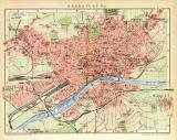 Frankfurt a. M. historischer Stadtplan Karte Lithographie ca. 1907