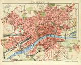 Frankfurt a. M. historischer Stadtplan Karte Lithographie ca. 1910