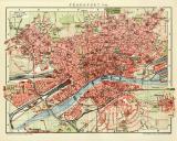 Frankfurt a. M. historischer Stadtplan Karte Lithographie ca. 1912