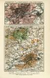 Frankfurt a. M. Stadtgebiet und Stadtkreis historischer Stadtplan Karte Lithographie ca. 1904