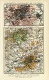 Frankfurt a. M. Stadtgebiet und Stadtkreis historischer Stadtplan Karte Lithographie ca. 1905