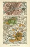 Frankfurt a. M. Stadtgebiet und Stadtkreis historischer Stadtplan Karte Lithographie ca. 1907
