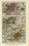 Frankfurt a. M. Stadtgebiet und Stadtkreis historischer Stadtplan Karte Lithographie ca. 1912
