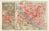 Florenz Stadtplan Lithographie 1905 Original der Zeit