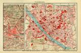 Florenz historischer Stadtplan Karte Lithographie ca. 1907