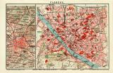 Florenz historischer Stadtplan Karte Lithographie ca. 1909