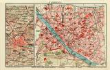 Florenz historischer Stadtplan Karte Lithographie ca. 1911