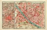 Florenz historischer Stadtplan Karte Lithographie ca. 1912