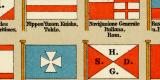 Internationale Signal- und Reedereiflaggen historische Bildtafel Chromolithographie ca. 1902