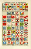 Internationale Signal- und Reedereiflaggen historische Bildtafel Chromolithographie ca. 1908