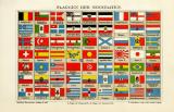 Flaggen der Seestaaten historische Bildtafel Chromolithographie ca. 1908