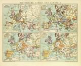 Europa Historische I. Karte Lithographie 1908 Original...