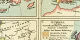 Historische Karten von Europa I. historische Landkarte Lithographie ca. 1908