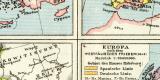 Europa Historische I. Karte Lithographie 1909 Original...