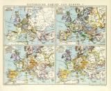 Historische Karten von Europa I. historische Landkarte Lithographie ca. 1909