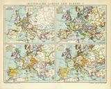 Europa Historische I. Karte Lithographie 1912 Original...