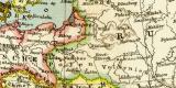 Politische Übersichtskarte von Europa historische Landkarte Lithographie ca. 1905