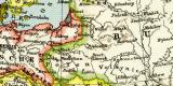 Politische Übersichtskarte von Europa historische Landkarte Lithographie ca. 1906