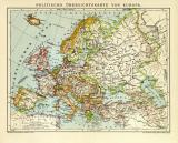 Politische Übersichtskarte von Europa historische Landkarte Lithographie ca. 1909