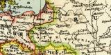 Politische Übersichtskarte von Europa historische Landkarte Lithographie ca. 1909