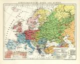 Ethnographische Karte von Europa historische Landkarte Lithographie ca. 1902