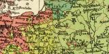 Ethnographische Karte von Europa historische Landkarte Lithographie ca. 1908