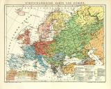 Ethnographische Karte von Europa historische Landkarte Lithographie ca. 1910