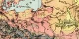 Die Volksdichte in Europa um 1900 historische Landkarte Lithographie ca. 1901