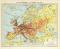 Die Volksdichte in Europa um 1900 historische Landkarte Lithographie ca. 1902