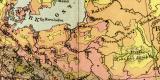 Europa Bevölkerung Karte Lithographie 1905 Original der Zeit