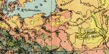 Die Volksdichte in Europa um 1900 historische Landkarte Lithographie ca. 1910