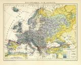 Europa Regenkarte Karte Lithographie 1904 Original der Zeit