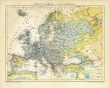 Europa Regenkarte Karte Lithographie 1905 Original der Zeit