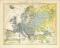Europa Regenkarte historische Landkarte Lithographie ca. 1905