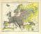 Europa Regenkarte historische Landkarte Lithographie ca. 1908
