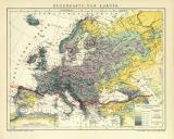 Europa Regenkarte historische Landkarte Lithographie ca. 1911