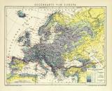 Europa Regenkarte Karte Lithographie 1912 Original der Zeit