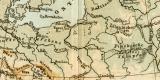 Europa physikalisch Karte Lithographie 1903 Original der...