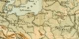 Europa physikalisch Karte Lithographie 1908 Original der...
