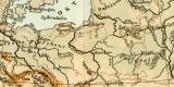 Physikalische Übersichtskarte von Europa historische Landkarte Lithographie ca. 1910
